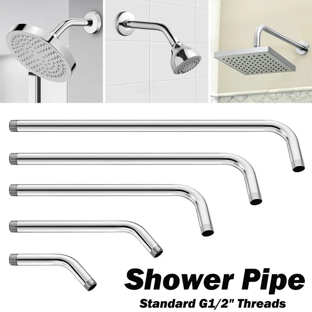 

New Stainless Steel Shower Pipe Wall Mounted Silver Shower Arm Extension Arm