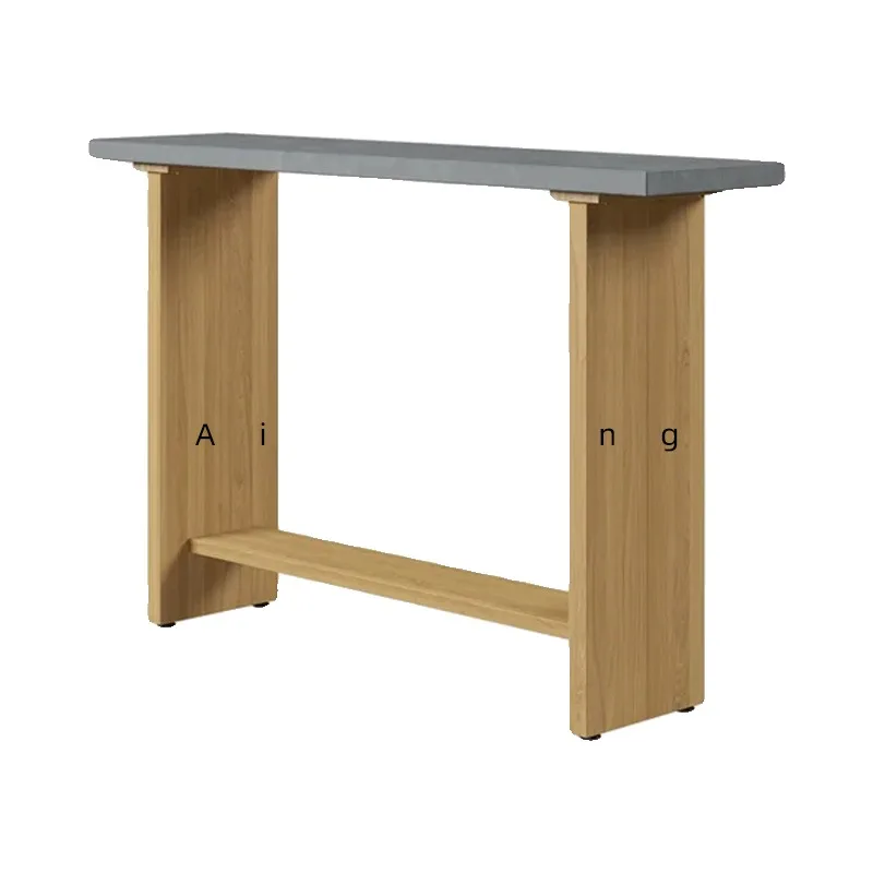 Pure solid wood wall bar table home long narrow stilt bar table imitation cement island dining table integrated modern