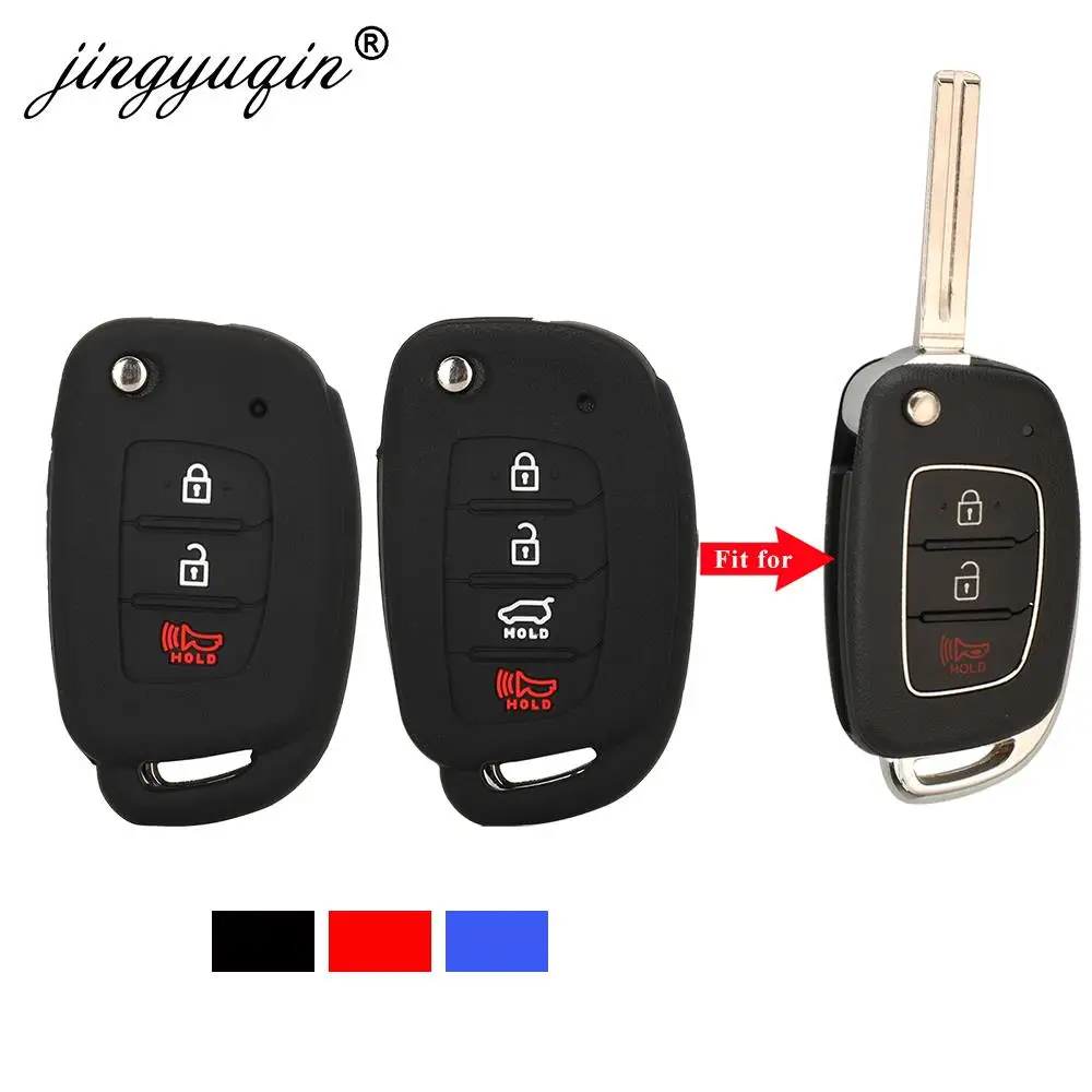 

jingyuqin 30pcs Silicone Car Key Case For Hyundai HB20 Santa fe Elantra Tucson i40 i20 i10 iX35 iX45 Creta Remote Fob Cover 3BTN