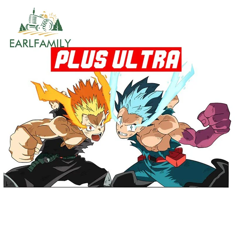 EARLFAMILY 13cm x 8cm Plus Ultra Car Sticker Bakugo Deku Cartoon Car Decals JDM Car Window Trunk Stickers