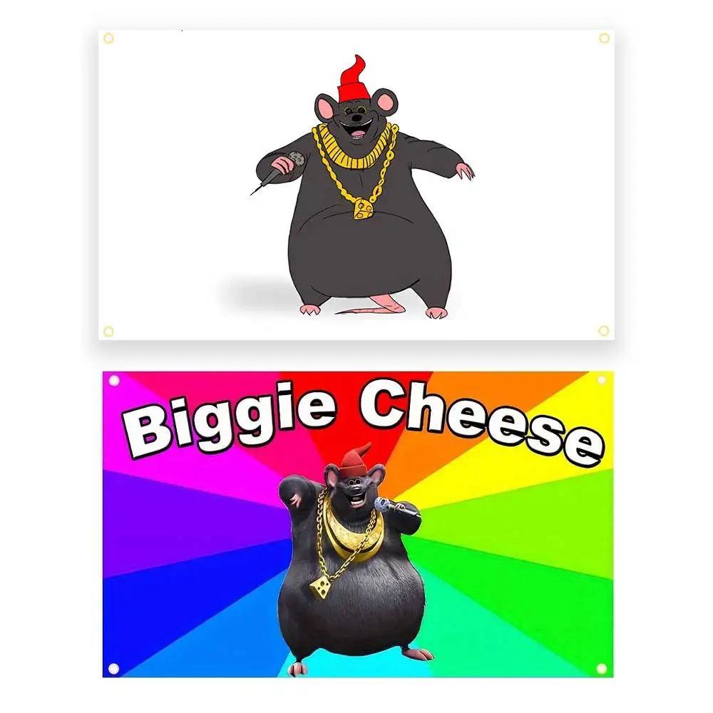 Biggie Cheese Flag Anime Rat Tapestry Banner For Indoor Decoration, Home Decor, College Dorm Decor, Bedroom Decor