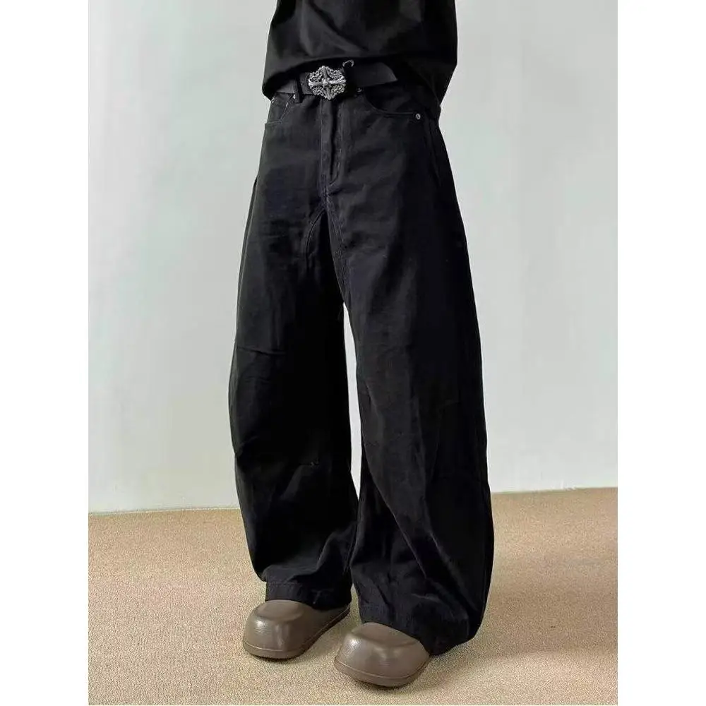 

Мужские повседневные свободные брюки Bla с декоративным поясом, прямые, широкие, струящиеся, в стиле High Street, осенняя коллекция