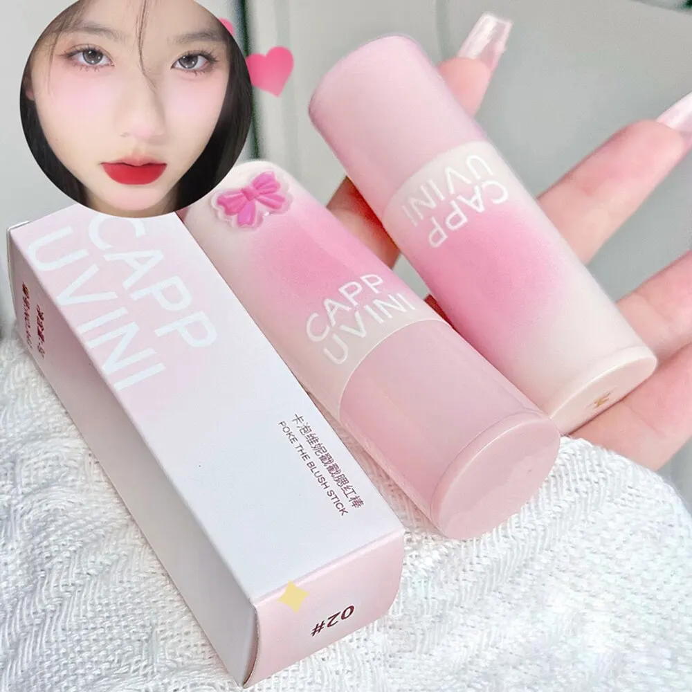 Natural Pink Color Cappuvini Blusher Stick Face Blusher Patting Powder Blusher for Cheeks Cute Korean Style