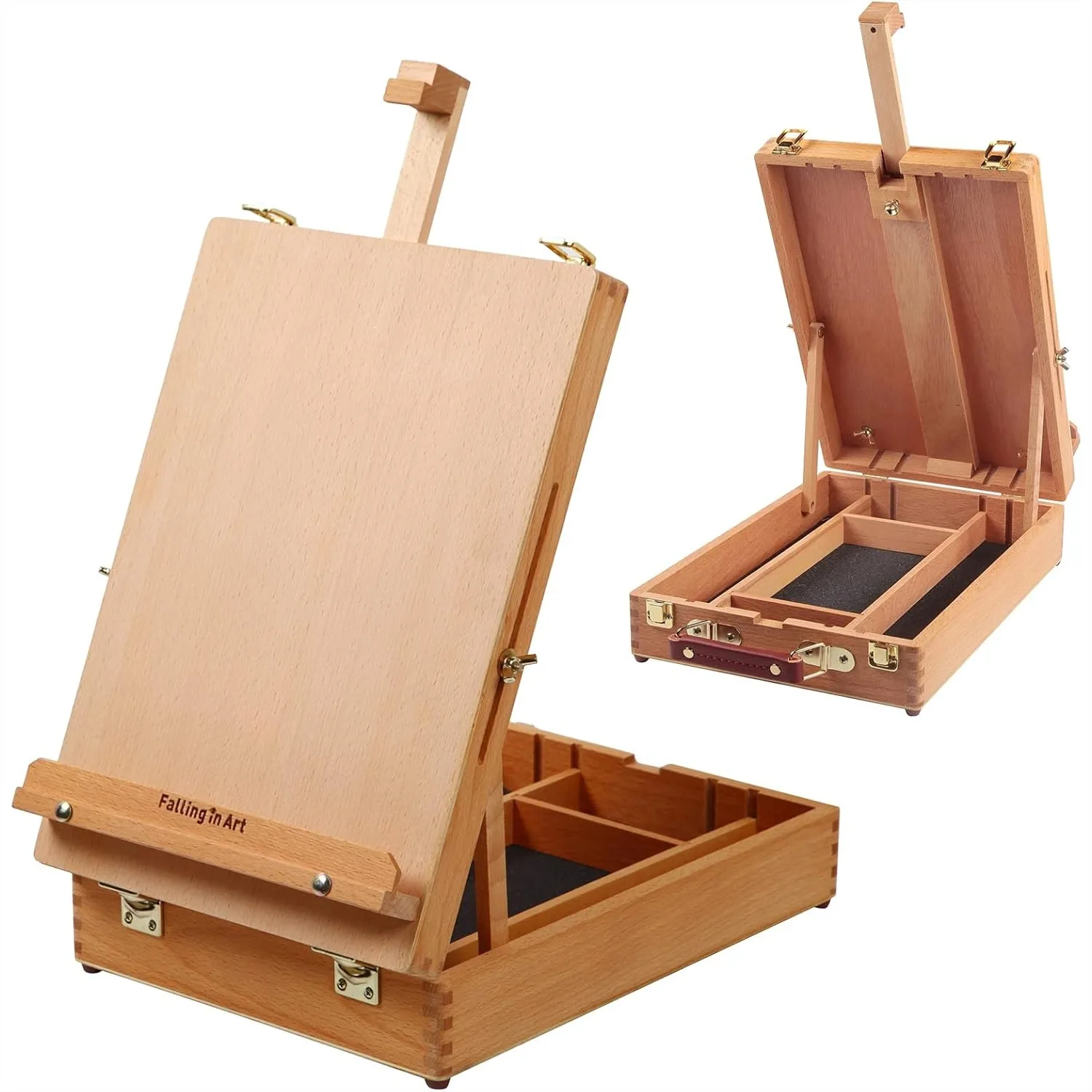 

Wooden Tabletop Easel for Painting, Adjustable Beech Wood Sketchbox Easel with Storage for Artists