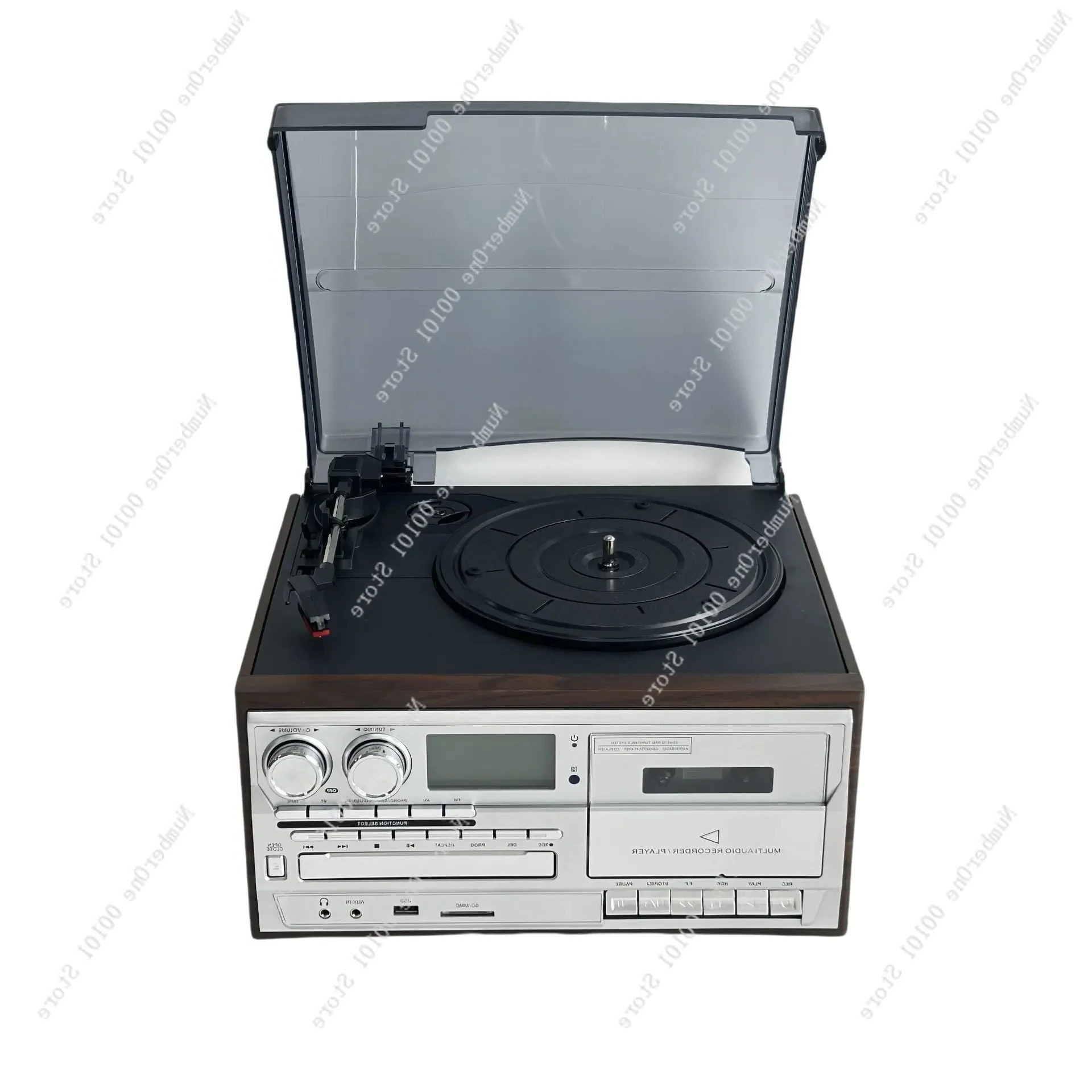 

Retro Bluetooth Record Player with FM Radio, Vintage Storage Tape & Multifunction Desktop Speaker