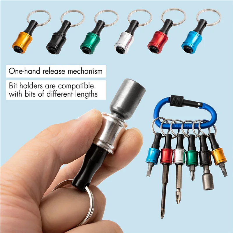 

A14F-Bit Holder Keychain,4 Sets Of 12PCS 1/4 Drill Bit Holder, Easy Release And Quick Change Bit Holder