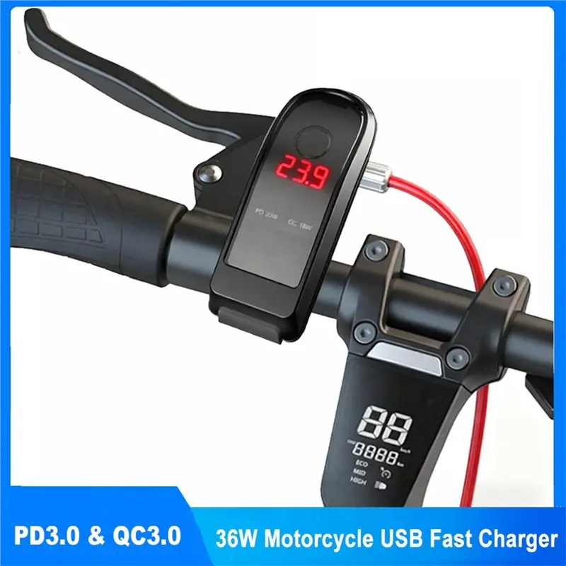 USB Fast 12V Waterproof PD For Motorcycle USB-C& QC 3.0 Power Outlet Socket With Switch Voltmeter Phone Charging view 2
