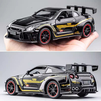 1/32 GTR R35 Toy Supercar Model Alloy Diecast Simulation Scale Metal Sound & Light Collection Hobbies Model Car Gifts For Kids