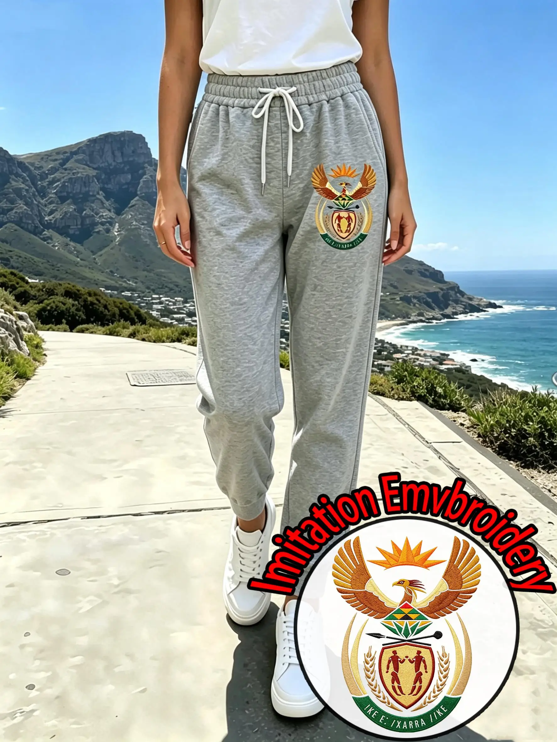 South Africa Imitation Embroidery Print Women'S Sweatpants Y2K Autumn Long Pants Casual Jogging Pant Drawstring Fleece Trousers