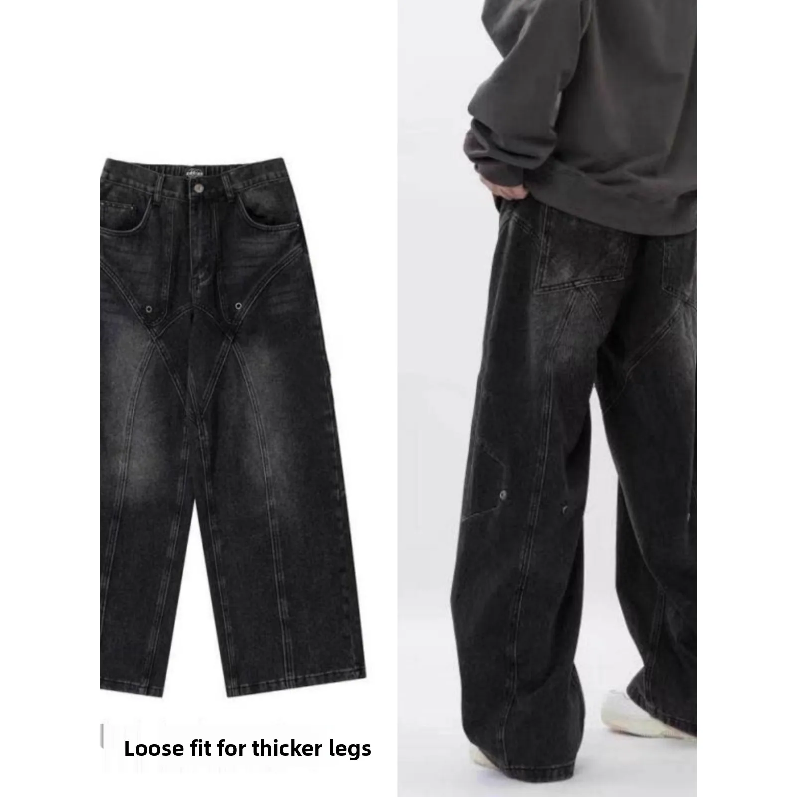 

Heavy Industry Sle Men's Denim Jeans Autumn Winter Large Size Warmth Comfortable Loose Straight Leg Pants Casual Faion