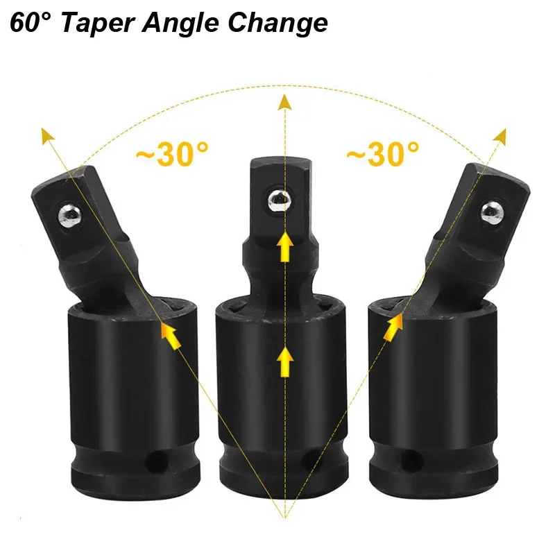 Black 360 Degree Impact Universal Joint-Socket Swivel Knuckle Joint Air Wobble Socket Adapter Extension Electric Wrench Tools