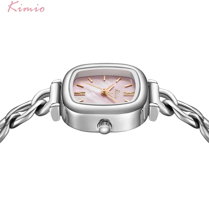 Kimio Brand Women Watch Simple Love Series Quartz WristWatch Alloy and Real Leather Band Fritillary Dial Special Delicate Gifts