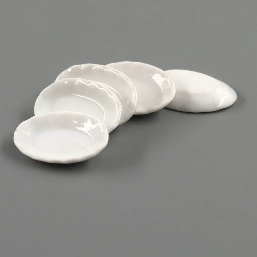 5 pezzi 1/12 accessori in miniatura per casa delle bambole mini piatto alimentare in ceramica simulazione piatto da cucina giocattoli per la decorazione della casa delle bambole