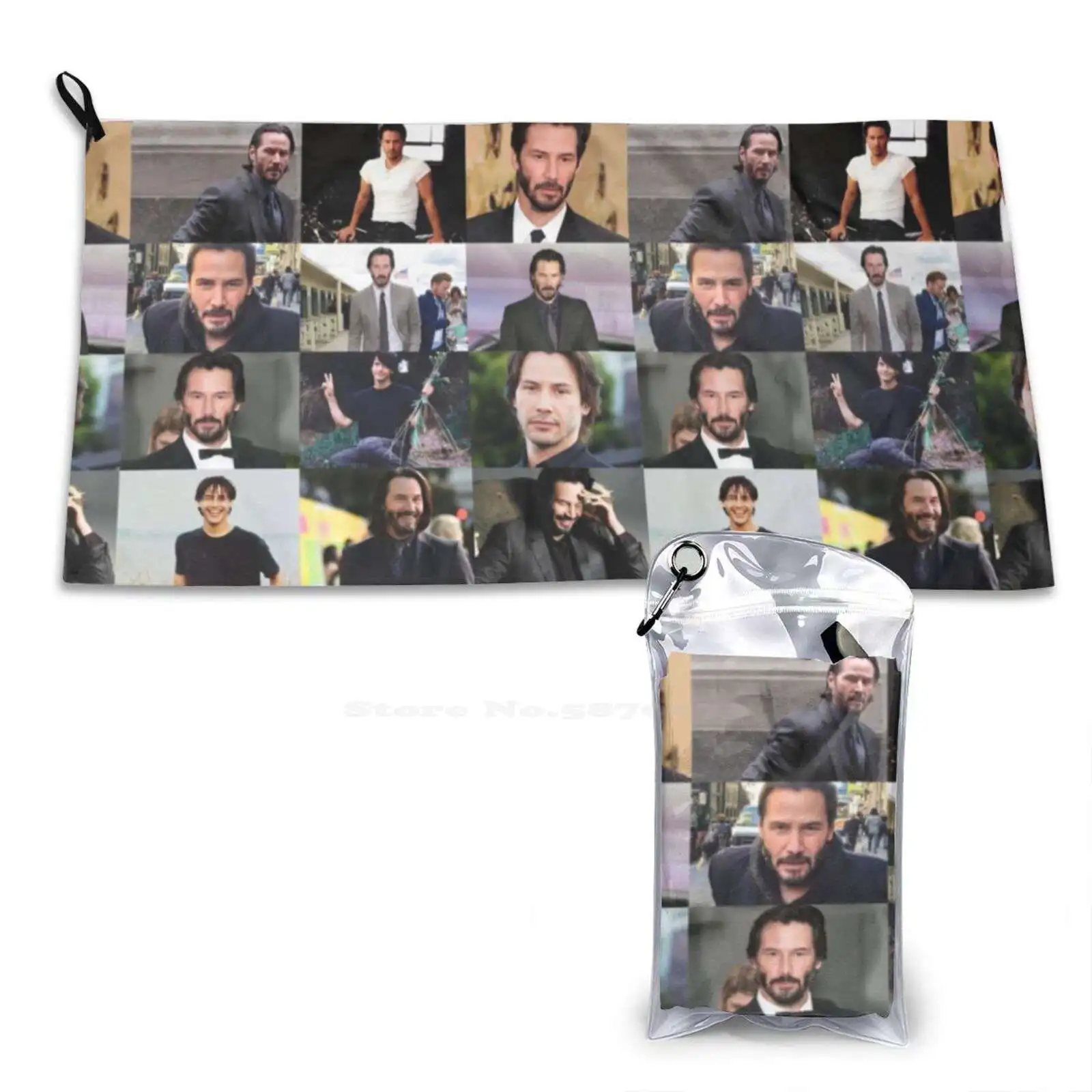 Keanu Reeves Collage Soft Towel Quick Dry Sport Beach Towel Keanu Reeves Actor Bill And Ted John Wick The Matrix Knock Knock