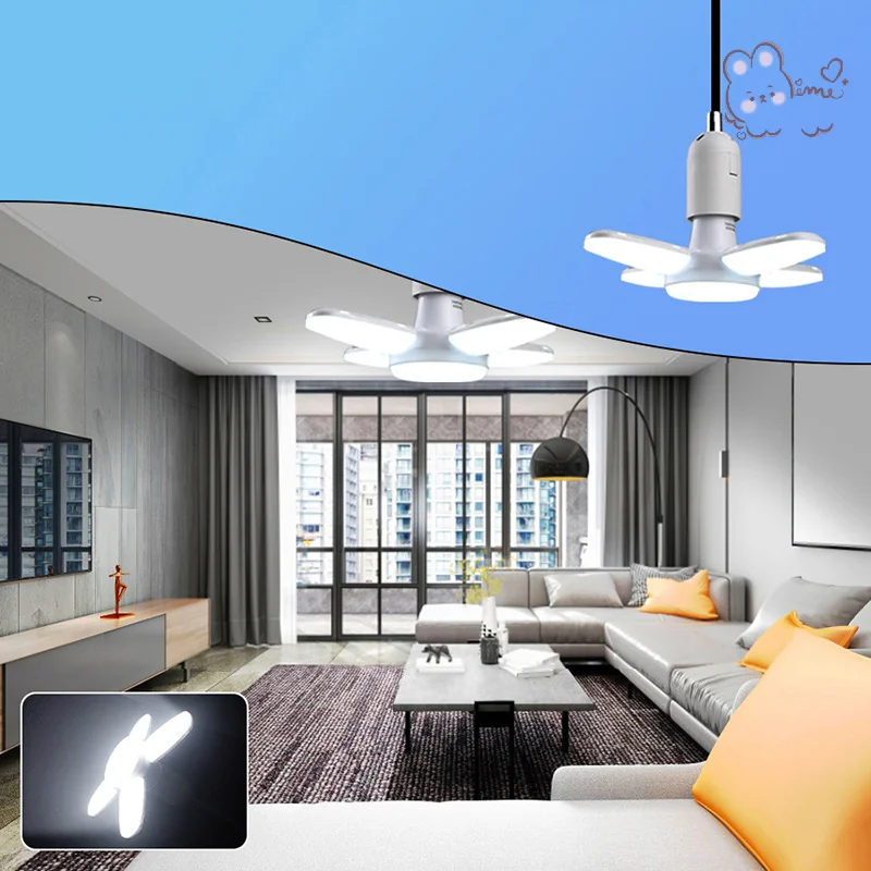 Luz LED de ahorro de energía para garaje, luz superbrillante para garaje, iluminación interior, luz plegable en forma de abanico para el hogar y la sala de estar
