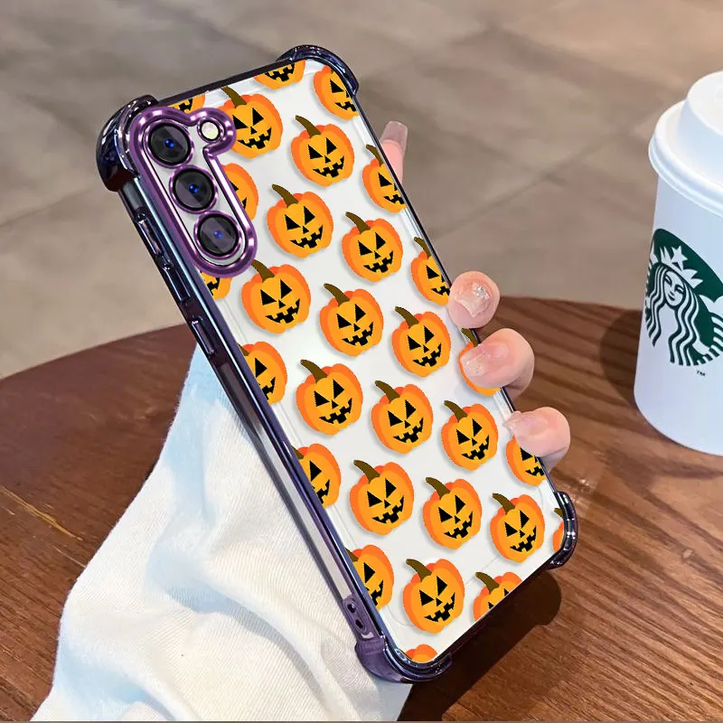 Plating Cover For Infinix Hot 70 4G Case TPU Four-corner Shockproof Hollaween Pattern Fundas