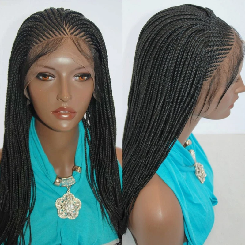 Box Braided Wigs Cornrow Braid Wig New Synthetic Lace Frontal Wigs for Black Women Knotless Braids Party Wig Baby Hair Daily Use