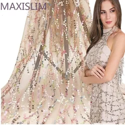 7mm malha borlas tecido de lantejoulas por jarda diy costura vestidos de casamento saia larga: 125cm