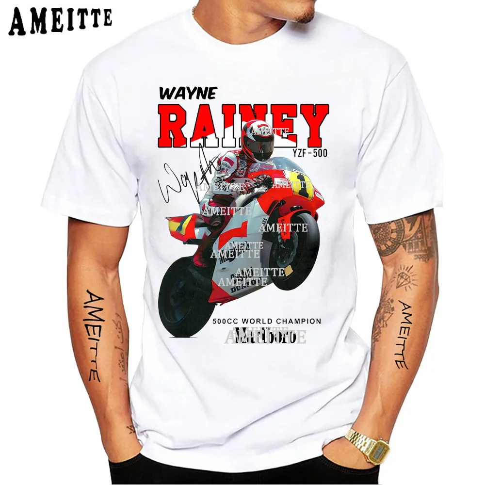 90's Legend Rider 500 GP The Golden Era Wayne Rainey Kevin Schwantz تي شيرت رجالي بأكمام قصيرة للأولاد دراجة نارية رياضية بيضاء تي شيرت #1