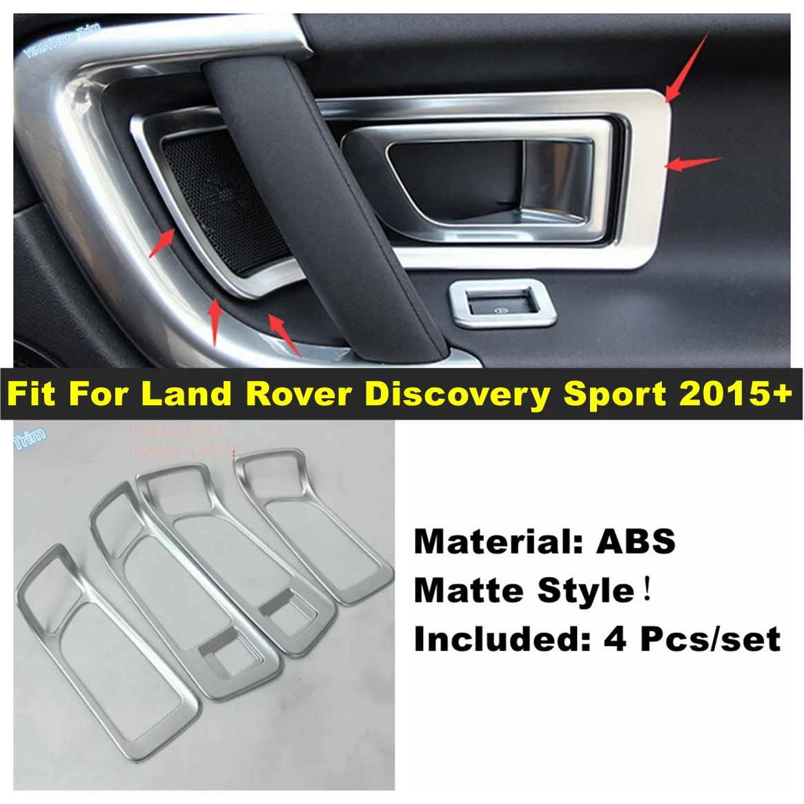 Car Door Inner Handle Bowl Decor Frame Cover Trim Fit For Land Rover Discovery Sport 2015 - 2019 ABS Matte Interior Accessories