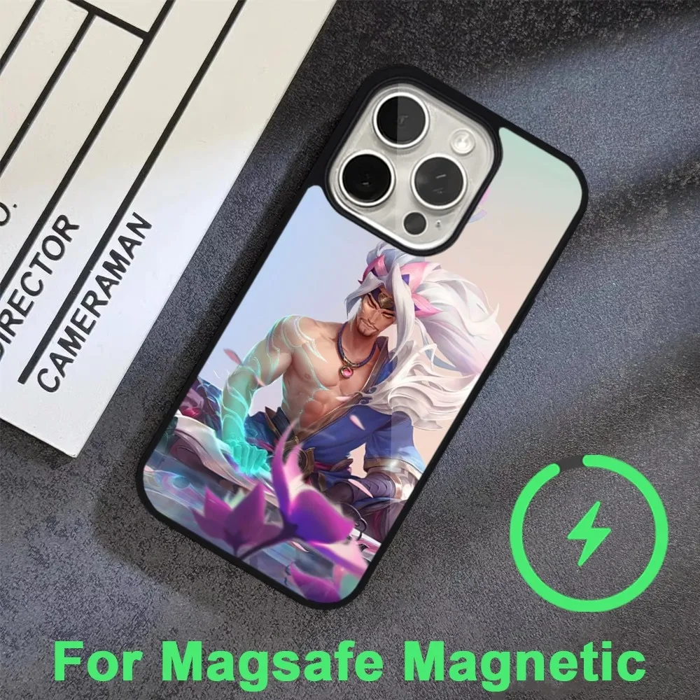 anime cartoon game Yasuo Phone Case For iPhone 15 14 13 12 11 Pro Max Plus  Magsafe Black Soft Cover