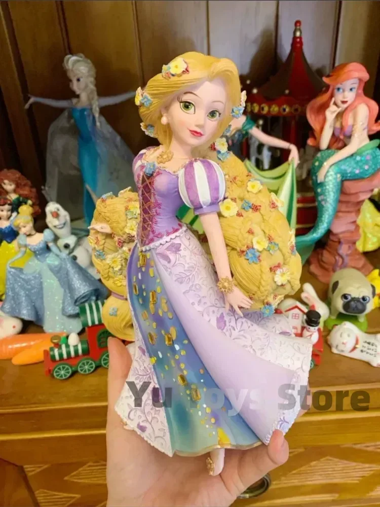 New 20cm Disney Figure Frozen Elsa Anna Snow White Rapunzel Resin Anime Model Doll Decoration Collect Girl Children Toys Gift