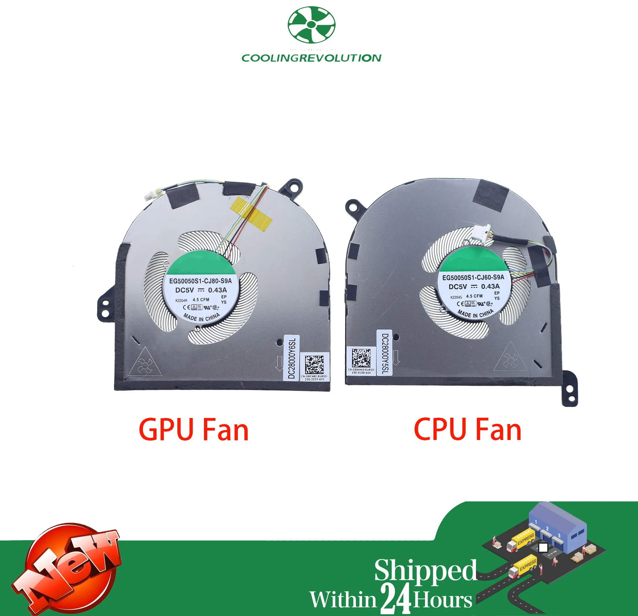 Laptop CPU GPU Cooling Fan Cooler Radiator for DELL XPS15 9520 Precision 5570 FAN EG50050S1-CJ80-S9A CJ60 0594WG 0MC4KC 2022 image 2