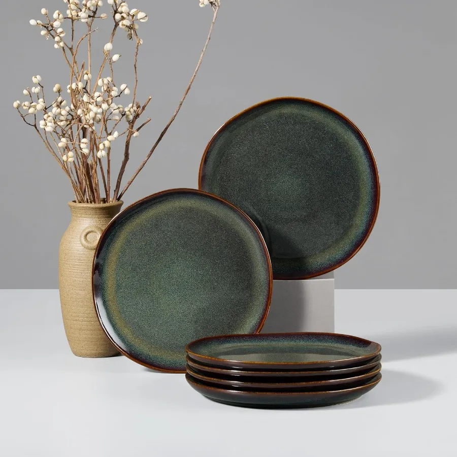 

Stoneware Salad Plates Set of 6 7.9 Heavy Duty Ceramic Plates with Reactive Glaze for Home and Restaurant Use Durable Chip and