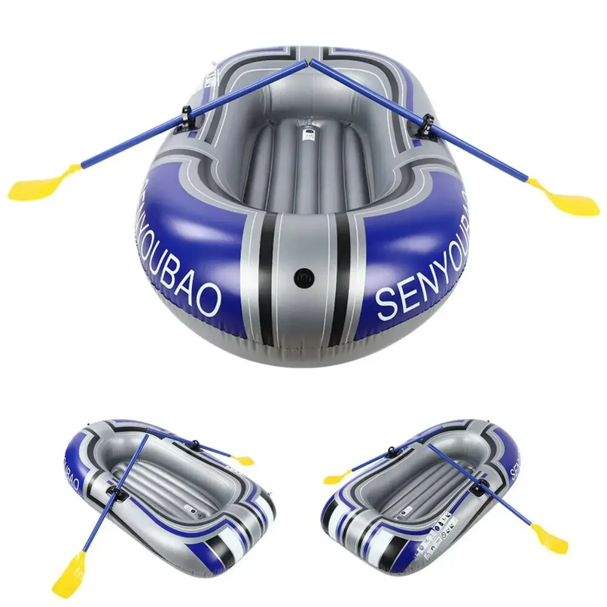 Portable 1/2 Person Inflatable Kayak Fishing Boat Inflatable Seat Cushion Waterproof Canoe Rowing Air Boat Double Valve Drifting