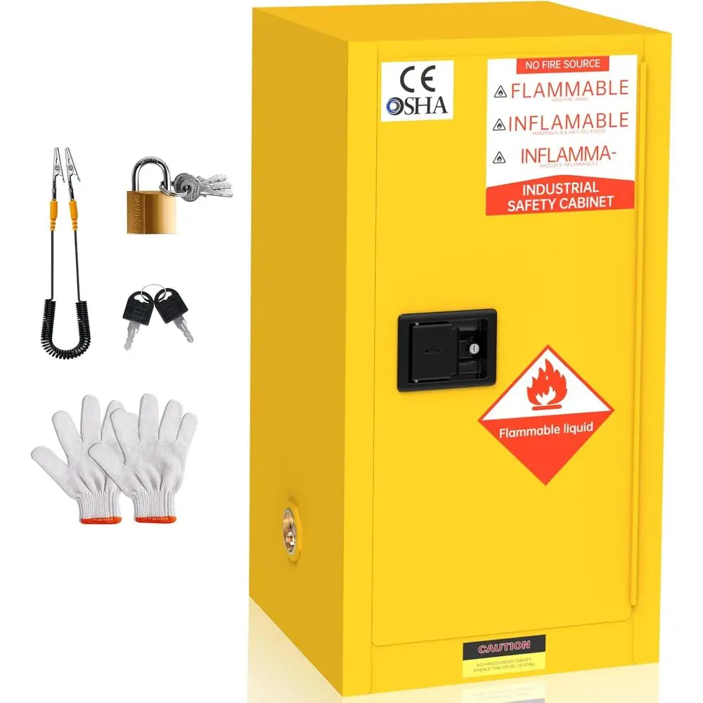 

32 Gallon Capacity Galvanized Steel Flammable Storage Cabinet with Adjustable Shelves for Commercial, Industrial, and Home Appli