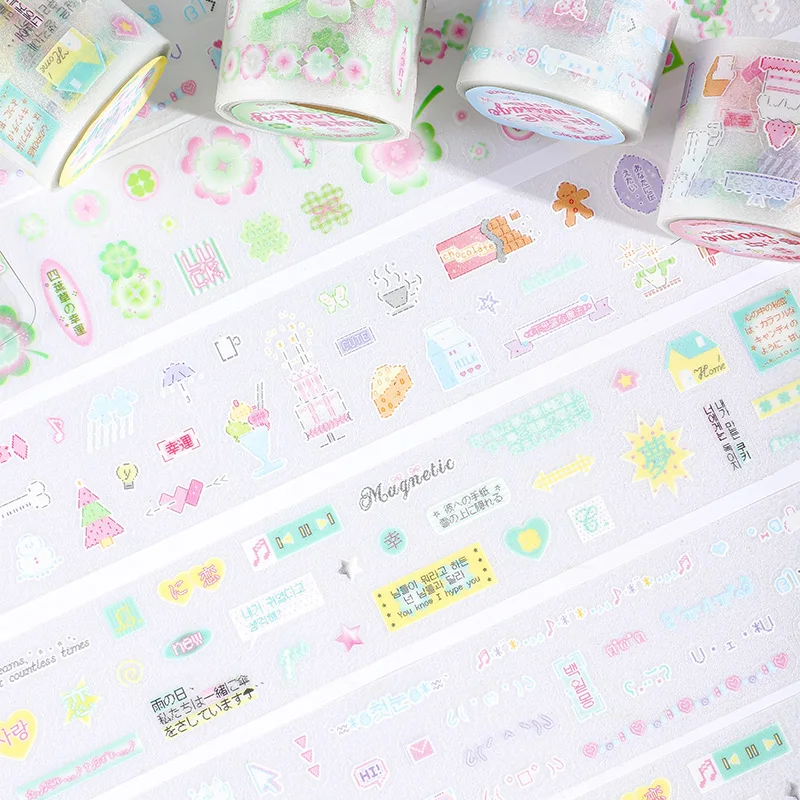 2 متر/لفة Kawaii الكورية الحلو فتاة نمط تألق الرمال PET يموت قطع الشريط الإبداعية الكولاج يوميات ألبوم المواد ملصقات لطيف