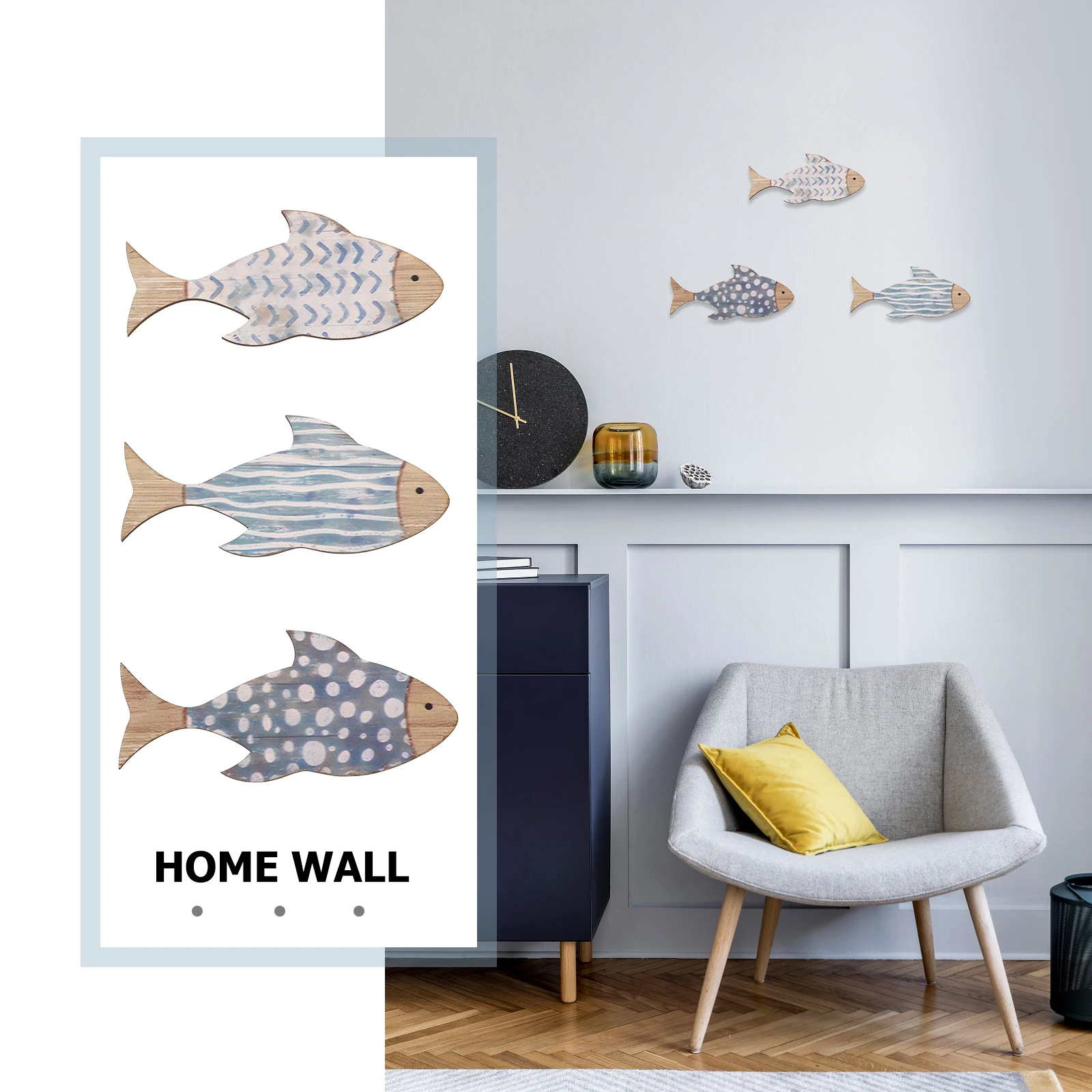 

3pcs Wooden Fish Wall Decor Art Coastal Theme Fish Sculpture Hanging Decorative Coastal Beach Decorations For Bathroom House