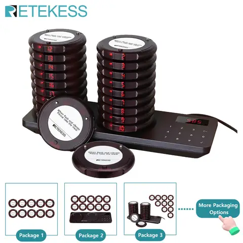 RETEKESS TD163 Restaurant Pager Wireless Calling System with Space-Saving Low Battery Alert Vibrating Beeper for Food Truck Cafe