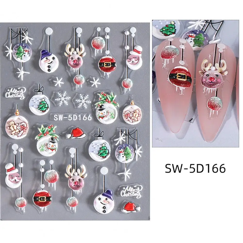 Winter Nail Design Stickers Christmas Nail Stickers Christmas Nail Art Sticker Set with 3d Embossment Santa Claus Snowman Elk