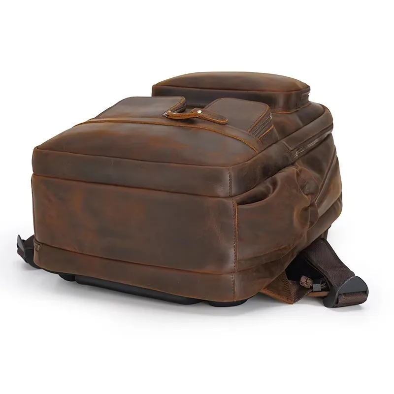 Vintage Rindsleder Laptop Computer Große Kapazität USB Crazy Horse Kuh Taschen MenBusiness Reise Echtes Leder Rucksack