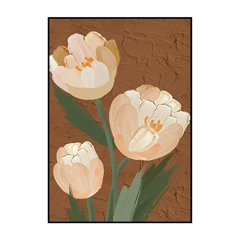 

Tulip decorative painting living room sofa background wall hanging wholesale large texture wind flower floor painting mural