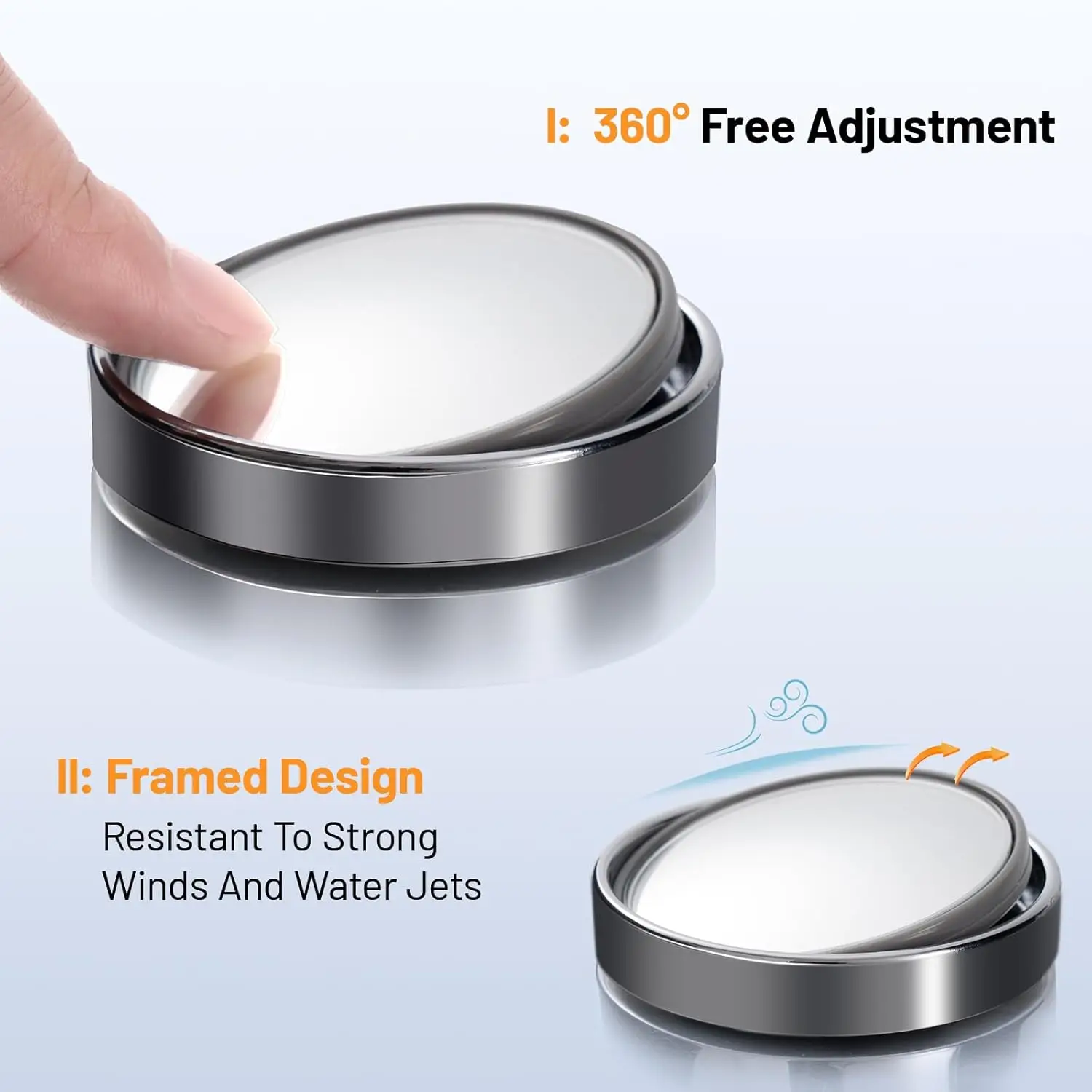 WildAuto Round Blind Spot Mirror,HD Glass 360° Adjustable Side Mirror Blindspot, 2pcs Convex Side Mirror for Cars SUV and Trucks