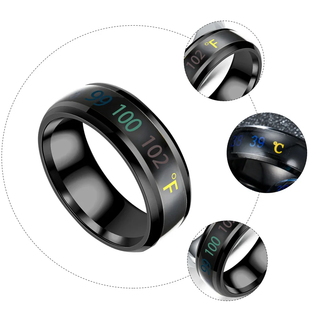 1pc Smart Temperature Finger Titanium Steel Titanium Steel Couple Ring Unisex Jewelry Gift For Couples Simple Stylish Ring