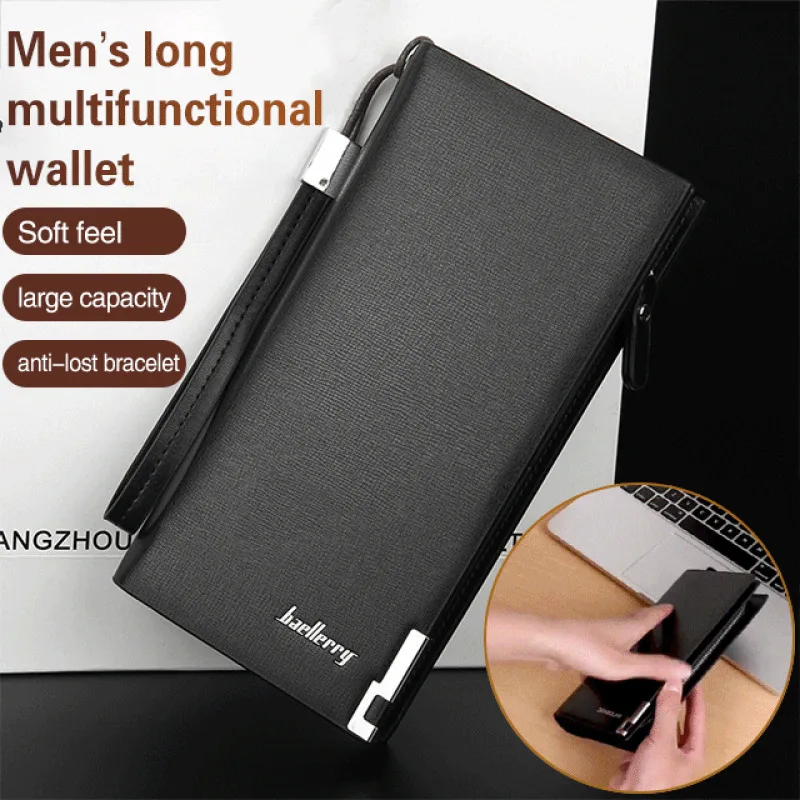 2024 الفاخرة العلامة التجارية الشهيرة محفظة طويلة محفظة الذكور محفظة كبيرة الرجال مفيد مخلب Portomonee Baellery الهاتف حقيبة المال السوار #2