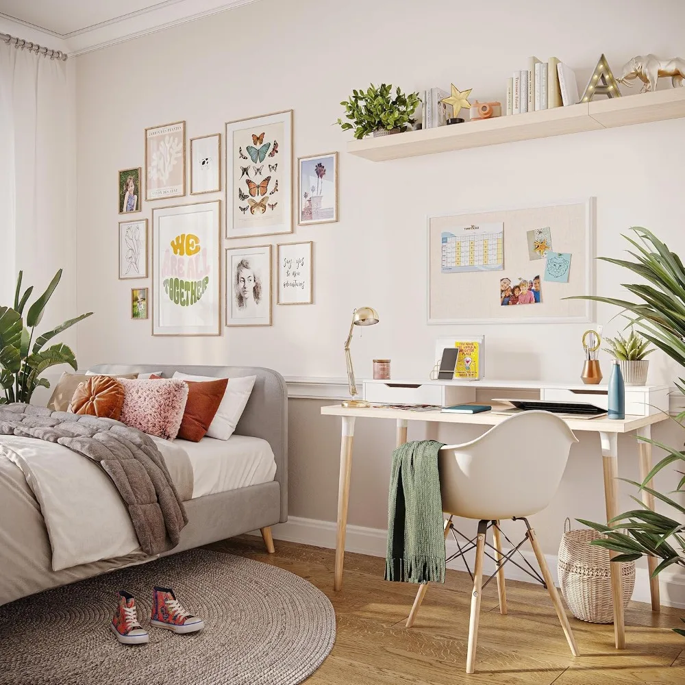 لوحة إعلانات من الفلين للمزرعة مقاس 30 × 20 بوصة، كتان مغطى بإطار خشبي أبيض لديكور المنزل والمكتب والفصول الدراسية