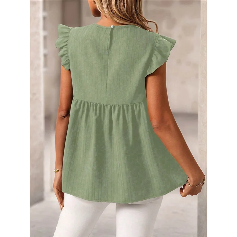 

ASDS-Women's Ruffle Sleeve Peplum Blouses Dressy Casual Boho Printed Flowy Shirt Tops