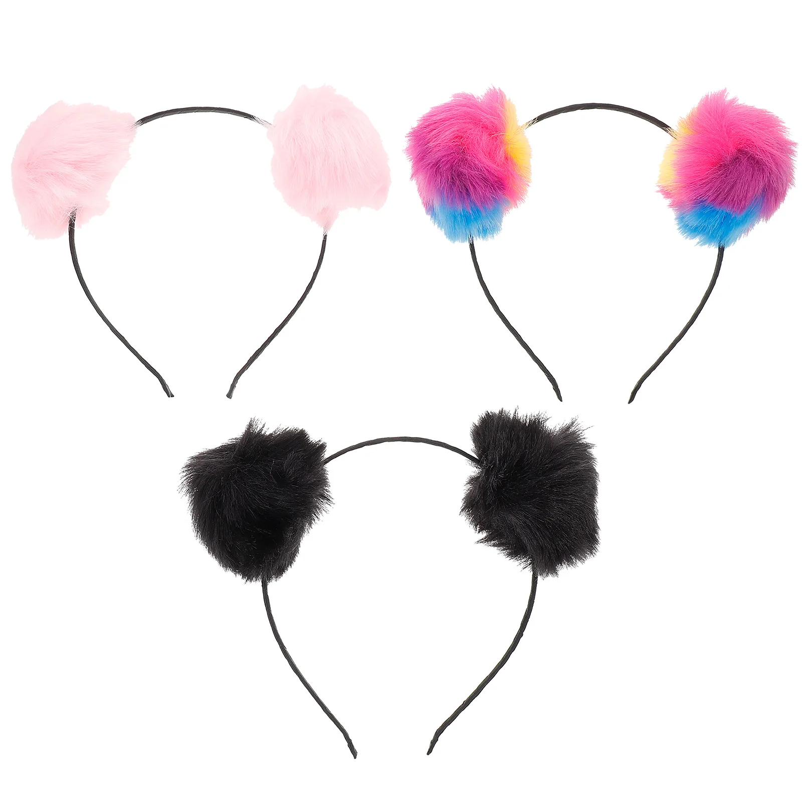 

3pcs Kids Headbands Fuzzy Cat Ear Design Toddler Girls Baby Hair Accessories Party Christmas Cosplay Costume Masquerade