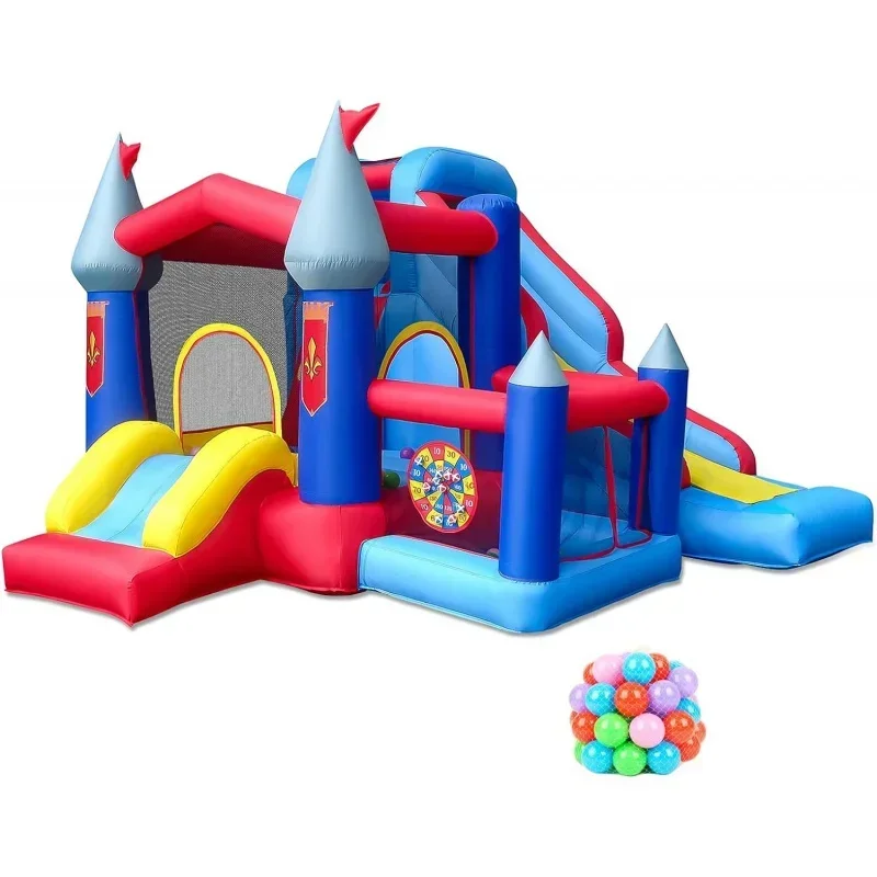 RETRO JUMP Inflatable Bounce House, 6-in-1 & Slide Bouncy for Kids Outdoor, with Blower