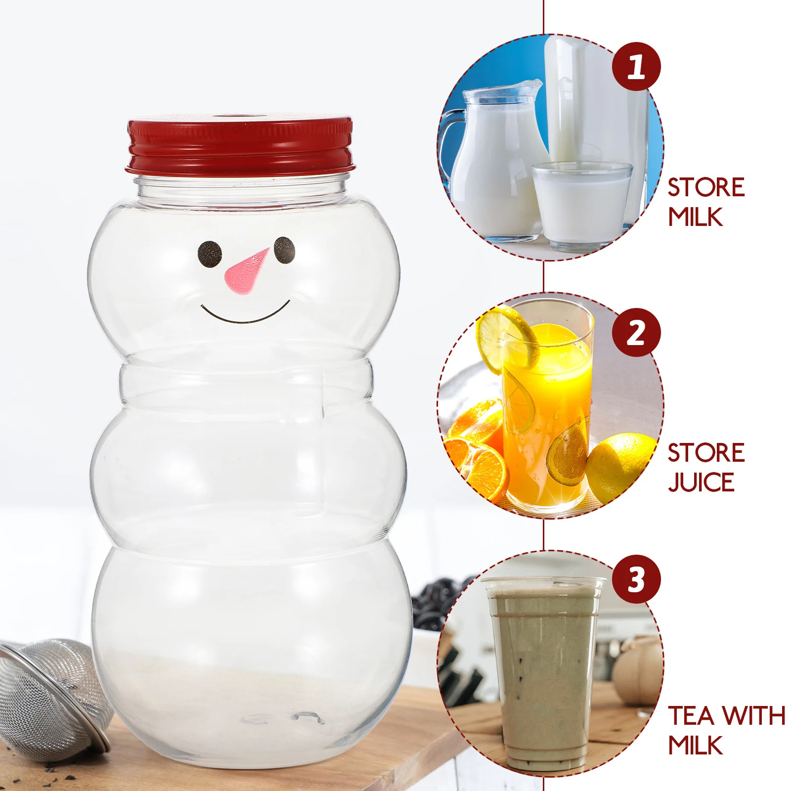 

10pcs Portable Packaging Bottles Sealed For Milk Juice Drinks Outdoor Use Empty Wrapping Containers Snowman Candy Jars Party