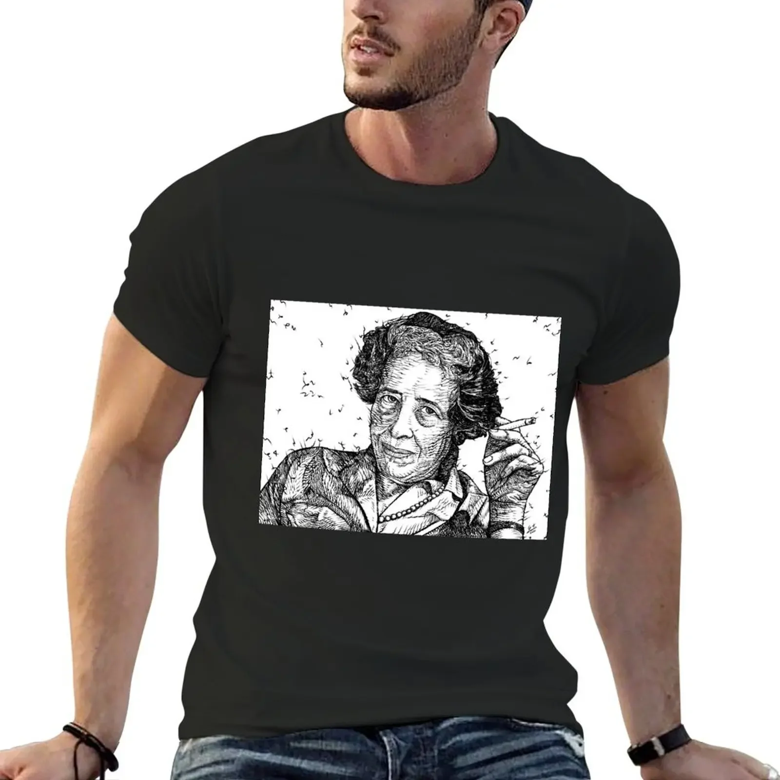 

HANNAH ARENDT ink portrait .1 T-Shirt vintage clothes graphic tee shirt sublime customs design your own Men's t-shirts