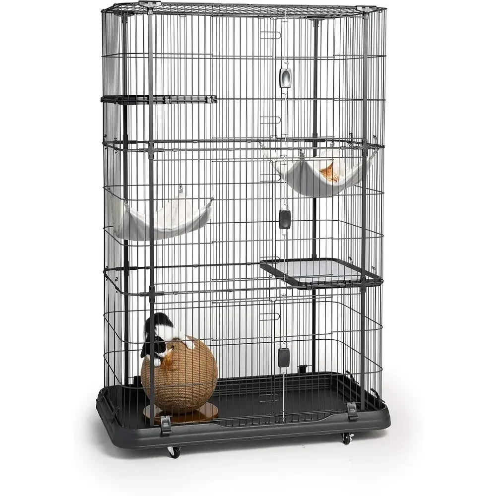 

Домик для кошек Prevue Pet Products Premium Deluxe - 3-уровневая клетка-домик для кошек, просторный внутренний вольер, включает гамаки, прочный и удобный в использовании.