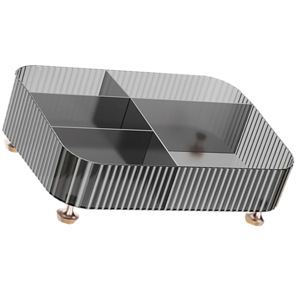 

Desktop Storage Tray 5-Compartment PET Material Makeup Organizer Multifunction Black Vanity Cosmetics Desk Bathroom Kitchen