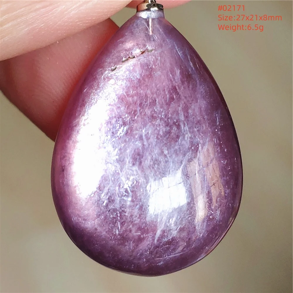 Natural Purple Lepidolite Pendant Flash Beads Woman Men Water Drop Red Tourmaline Clear Beads Jewelry AAAAAA