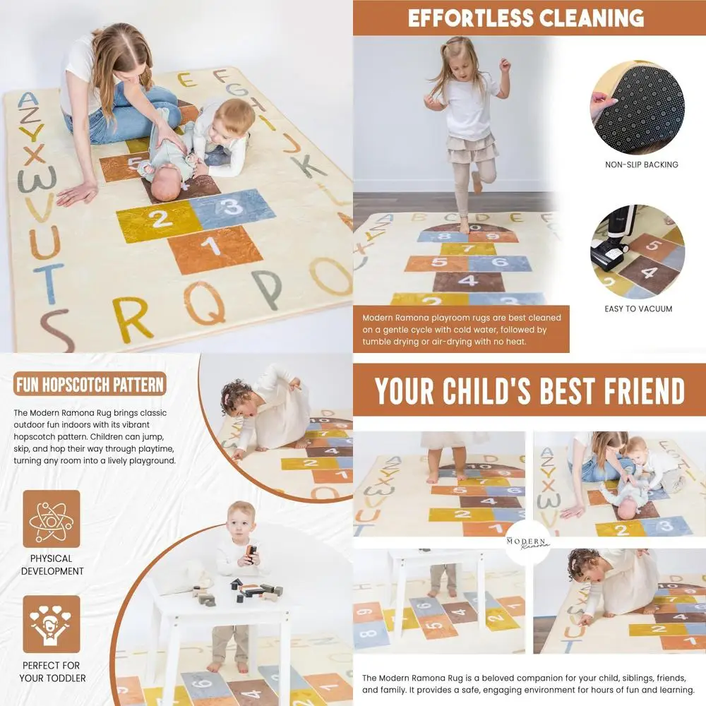 

Моющийся ковер с алфавитом и цифрой в стиле хипсман | Большой нескользящий игровой коврик для детей 4,6 x 6,5 футов | Образовательный ковер ABC для классной комнаты,