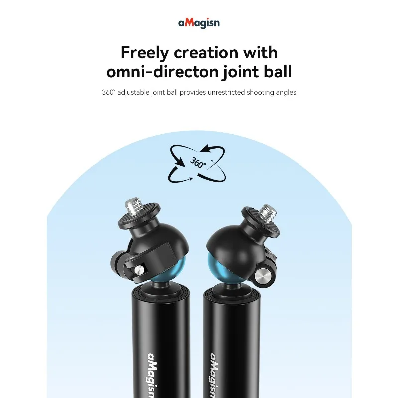 عصا سيلفي برأس كروي من ماجيسن لرأس كروي DJI/GoPro/Insta360 360 °   ملحق عمود تمديد كاميرا الحركة القابل للتعديل